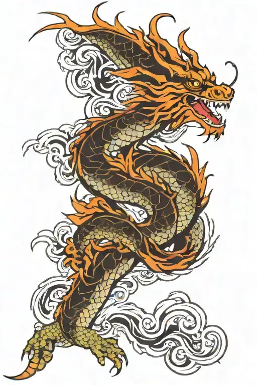 Japanese Dragon Arm Sleeve Tattoo Design