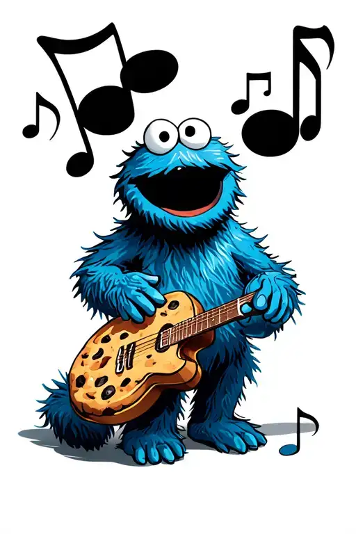 Cookie Monster With Music Notes
