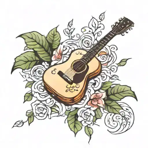 Guitar With Flower In The Middle And Ivy Leaves Around It