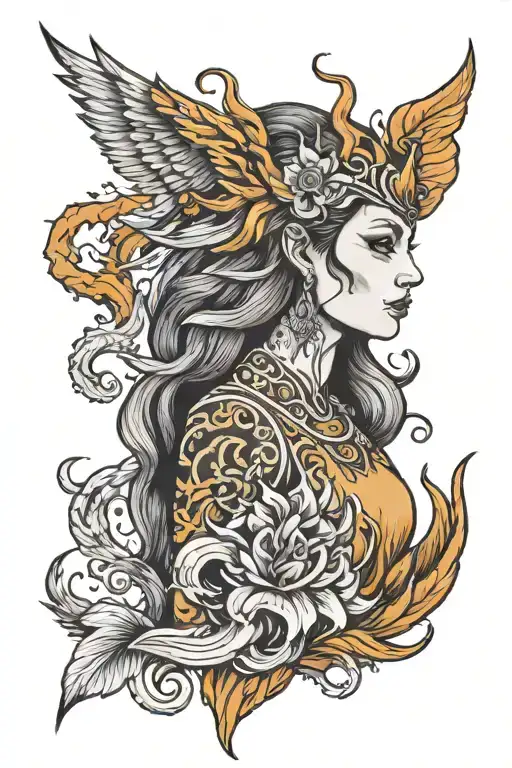 Phoenix Lion Woman Holding