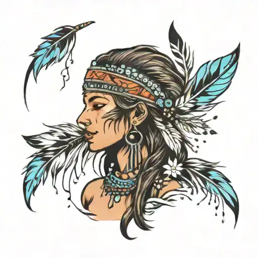 Indian Girl Feathers