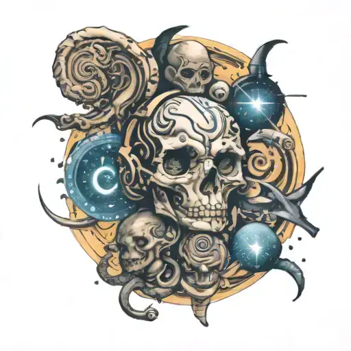 A Timeline Of Human Evolution Merging With A Galaxy Spiral