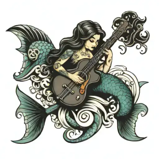 Mermaid Playing A Guitar
