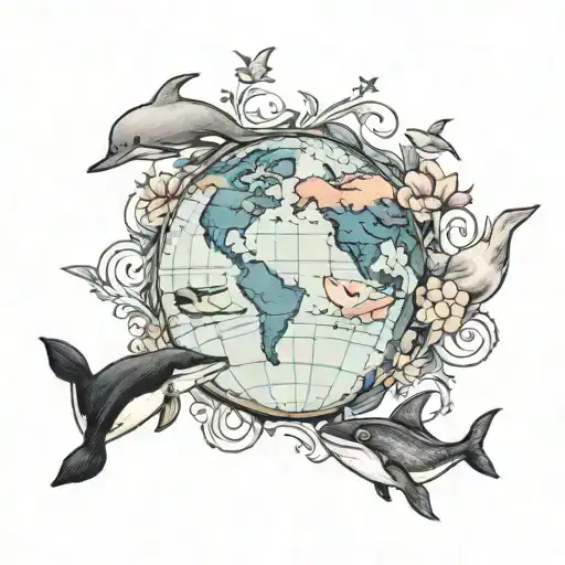 Whale Flamingo Elephant Pinguin Mouse Around The Earth