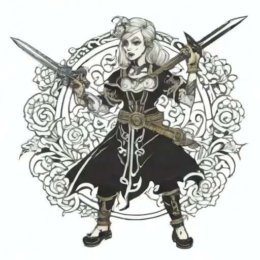 Malenia From Ellen Ring In Full Body With Two Swords