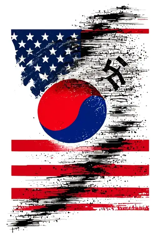 Half Korean Half American Flag No Human