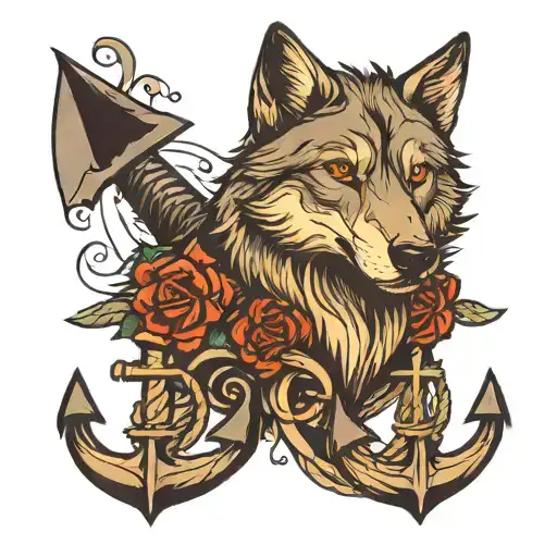 Wolf In Front Of Anchor