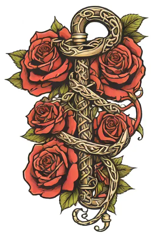 Rod Of Asclepius And Rose Intertwined Within