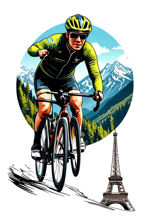 Cycling Up A Curvy Mountain Road In The Alps That Lead Towards The Eiffel Tower