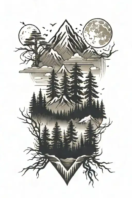 Forest Mountain Range