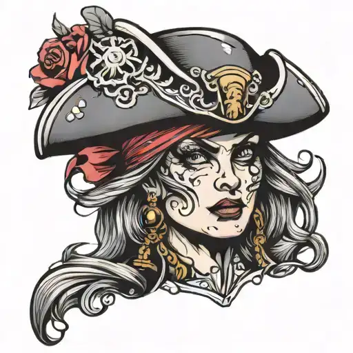 Woman Pirate Face With Hat