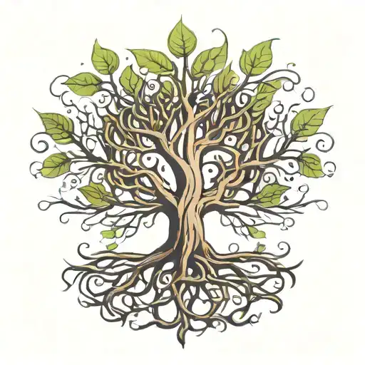 A Minimalist Tattoo Of A Tree Growing Upwards With Roots Spelling Out The Word 'Success'