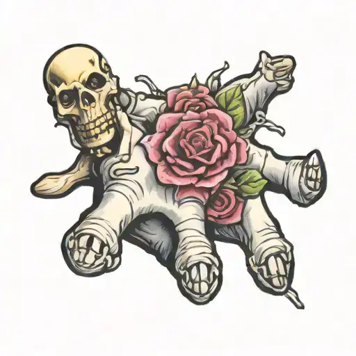 Jigsaw Doll Hand Tattoo With Skeleton Fingers