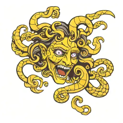 Medusa Head With Ecstasy Smiley Face Eyes Surrounded