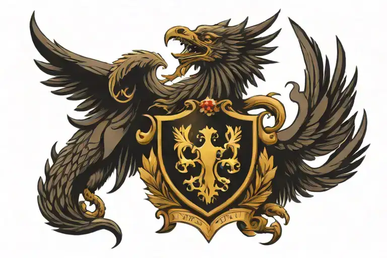 007 Family Crest Heraldry Crown Wings