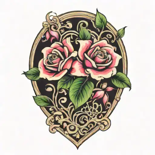 Roses And Lilly Surrounding Baby Foot Print