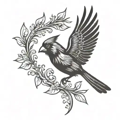 Cardinal Flying Silhouette