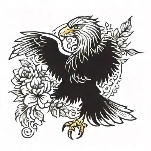 Albanian Eagle Outlined In Flowers