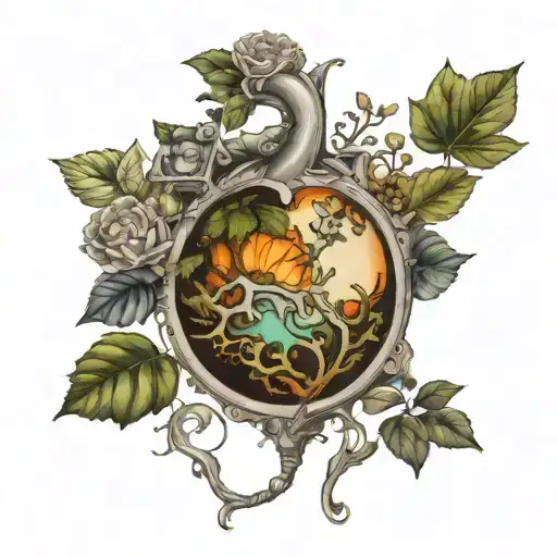 Chest Tattoo Of The Earth Being Encapsulated By Mechanics And Plant Life