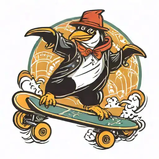Skateboarding Penguin