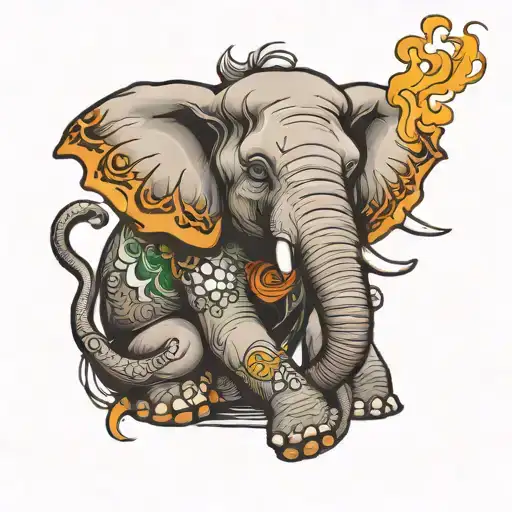 Elephant Smokes Cigarette