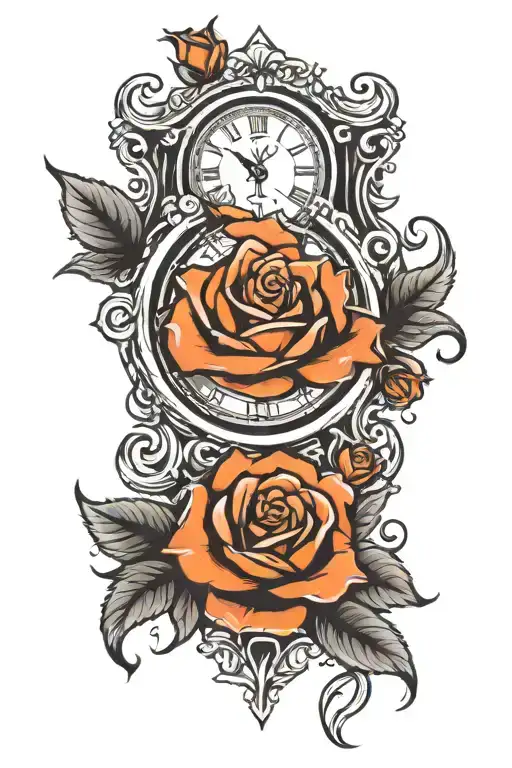 Clock With Roses