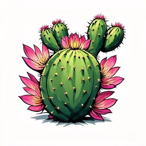 Prickly Pear Cactus With Spaced Out Cactus Petals