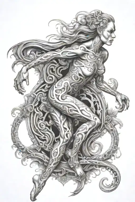 Alex Grey Tattoo Featuring Evil Nude Nymph Gracefully Walking