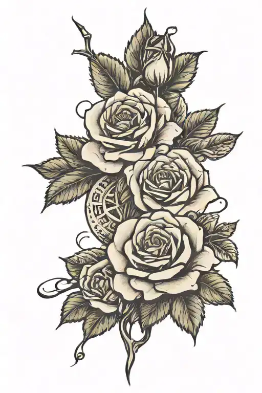 Roses With Roman Numerals On Top