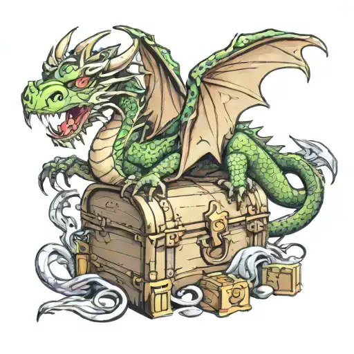 Dragon Brooding Over Treasure Chest