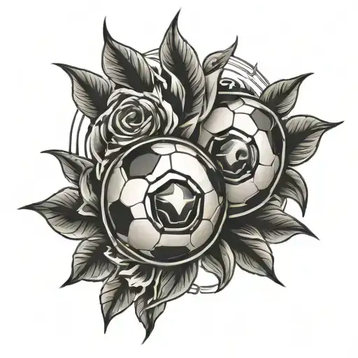 Set Of Eyes With Soccer Ball Intertwined