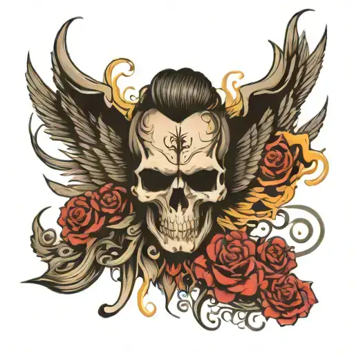 Full Back Tattoo With Different Kind Of Suicide