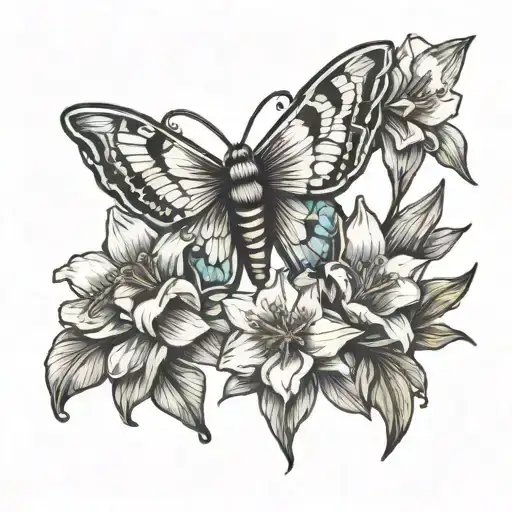 Moth And Daffodil Combined