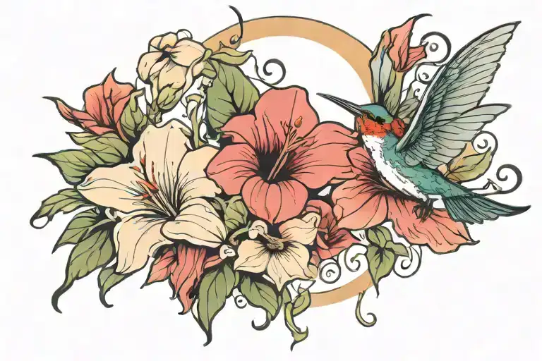 Moonflower And Hummingbird