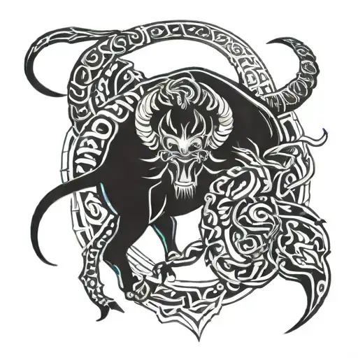 Bull And Scorpion Intertwined Tribal