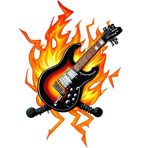 Guitar On Fire With Lightning Bolts Piercing