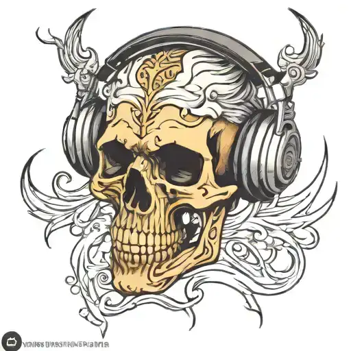 Skull Wearing Headphones