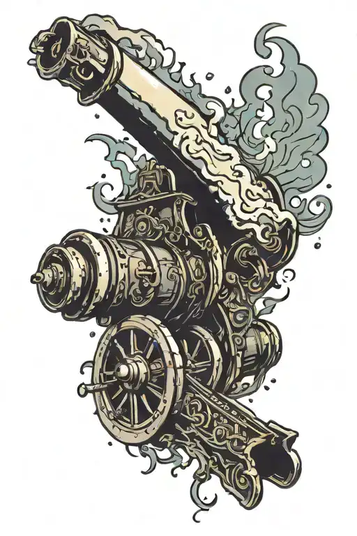 Pirate Cannon With Comic Book Flames Shooting