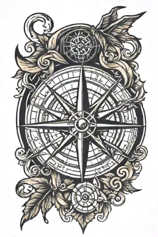Compass Rose With Anchor