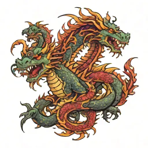 Mama Dragon With Baby Dragons Coming