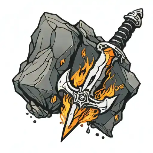 A Lava Sword Inside A Rock