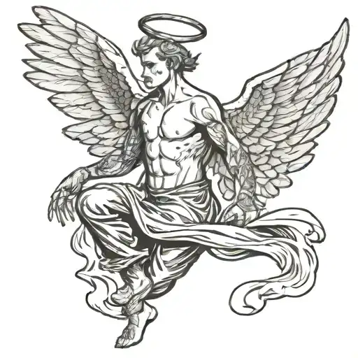 Full Body Man With Angel Wings