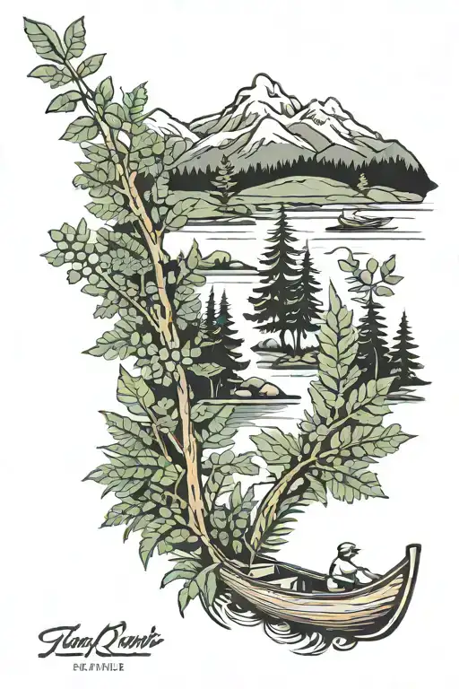 Mountain River Canoe Ferns Native New Zealand Trees