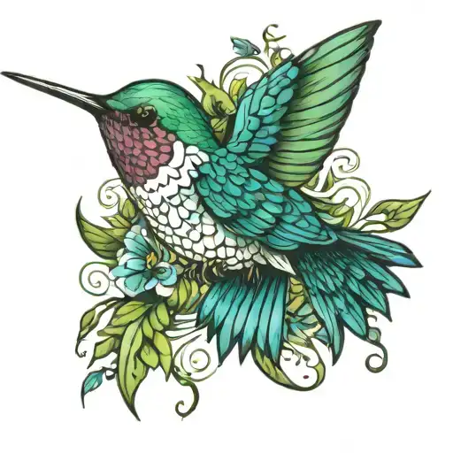 Hummingbird Blue Green