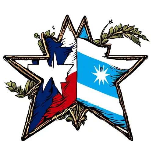 The Texas Flag And The Argentinian Flag Intertwined Inside A Star