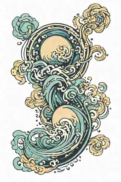 Water With Moon Blue Abstract