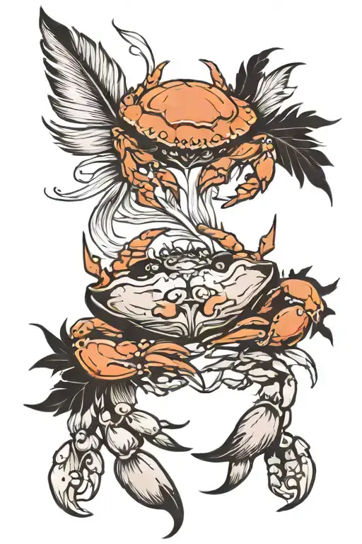 Feather And Crab Tearing Off Its Own