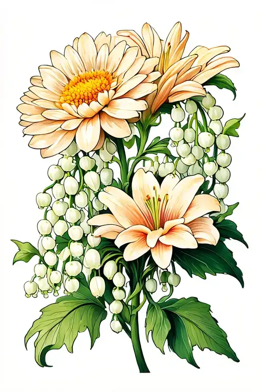 Chrysanthemum And Lily Of The Valley