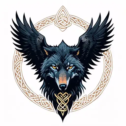 Wolf Raven Celtic Knots