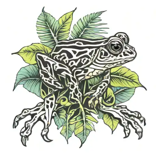 Coqui Frog On Rainforest Leaf